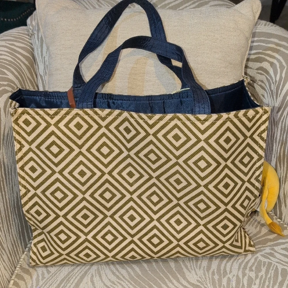 Spartina 449 Tan And Brown  Diamond Pattern Tote  - RETIRED